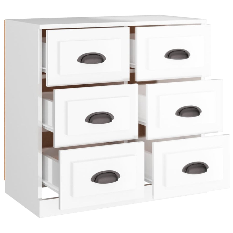 Dressoir 70X35X67,5 Cm Bewerkt Hout Hoogglans Wit