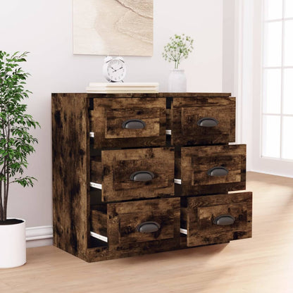 Dressoir 70X35,5X67,5 Cm Bewerkt Hout Gerookt Eikenkleurig