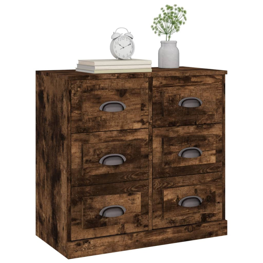 Dressoir 70X35,5X67,5 Cm Bewerkt Hout Gerookt Eikenkleurig