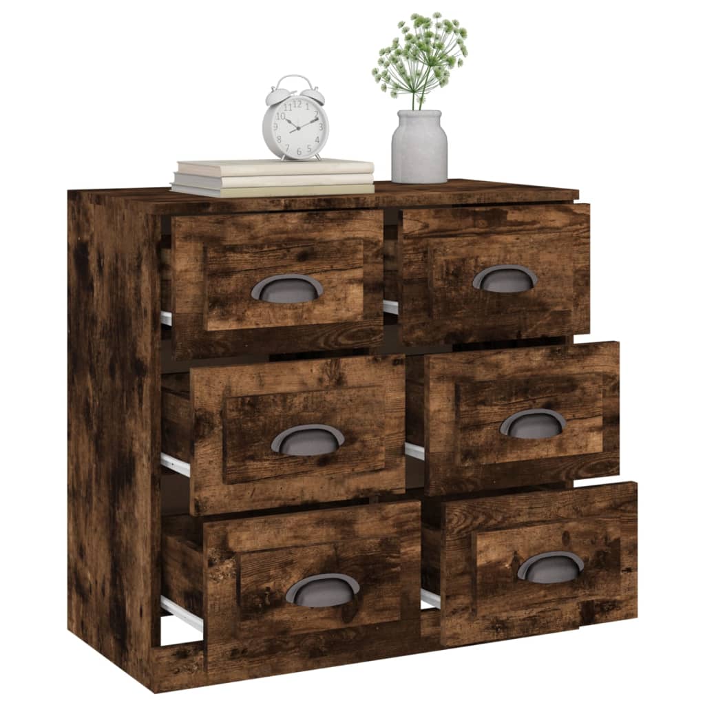 Dressoir 70X35,5X67,5 Cm Bewerkt Hout Gerookt Eikenkleurig