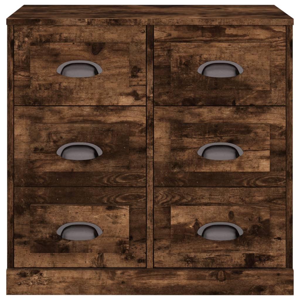 Dressoir 70X35,5X67,5 Cm Bewerkt Hout Gerookt Eikenkleurig