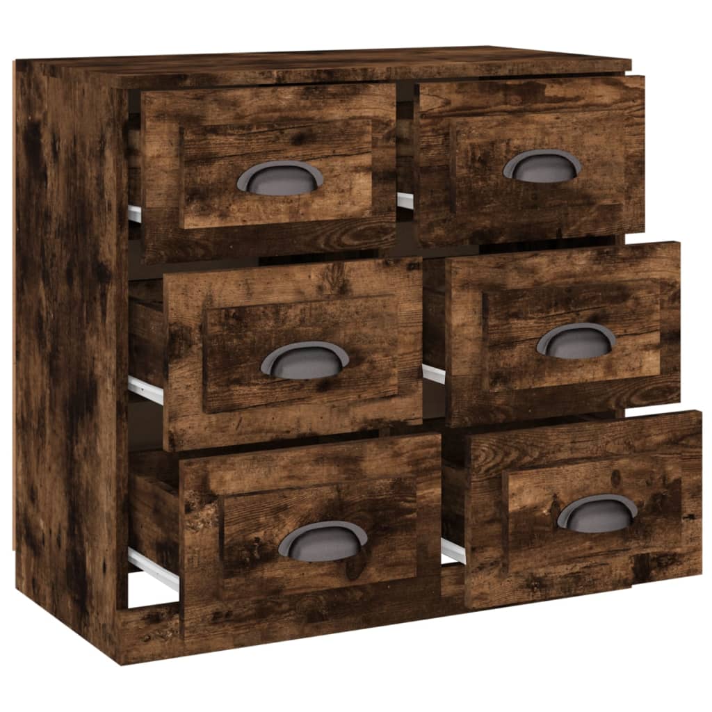 Dressoir 70X35,5X67,5 Cm Bewerkt Hout Gerookt Eikenkleurig
