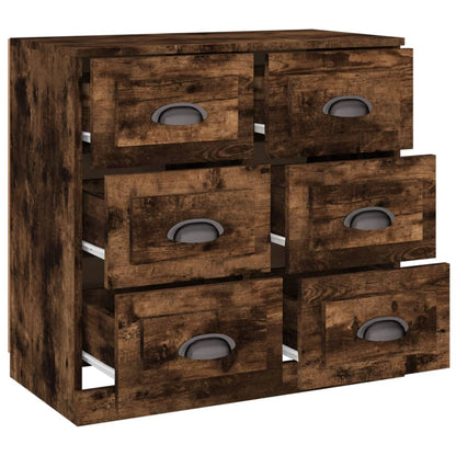Dressoir 70X35,5X67,5 Cm Bewerkt Hout Gerookt Eikenkleurig