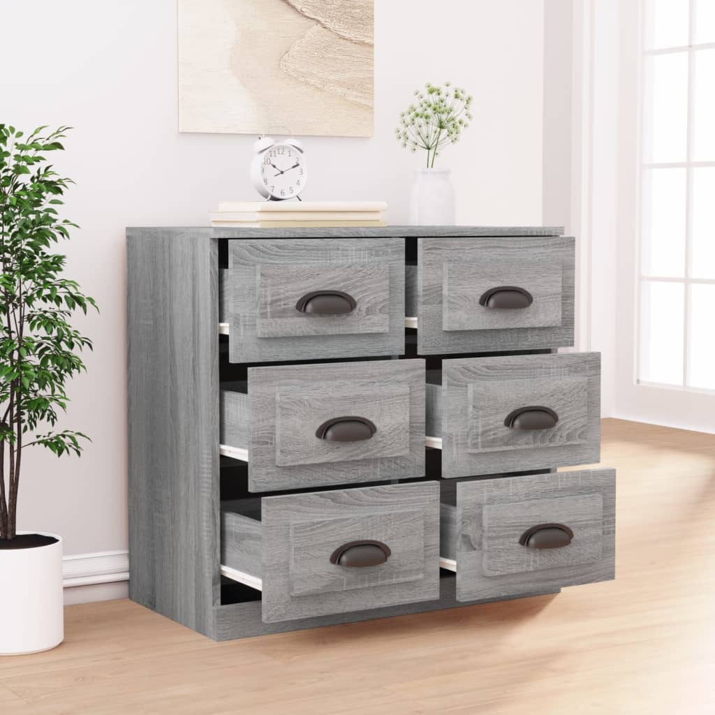 Dressoir 70X35,5X67,5 Cm Bewerkt Hout Grijs Sonoma Eikenkleurig