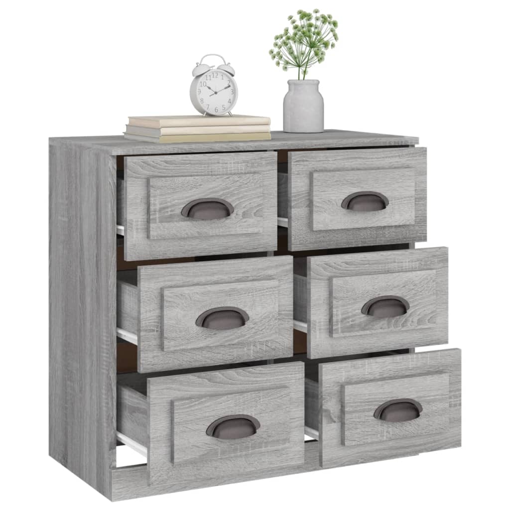 Dressoir 70X35,5X67,5 Cm Bewerkt Hout Grijs Sonoma Eikenkleurig