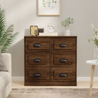 Sideboard 70x35.5x67.5 cm carved wood brown oak color