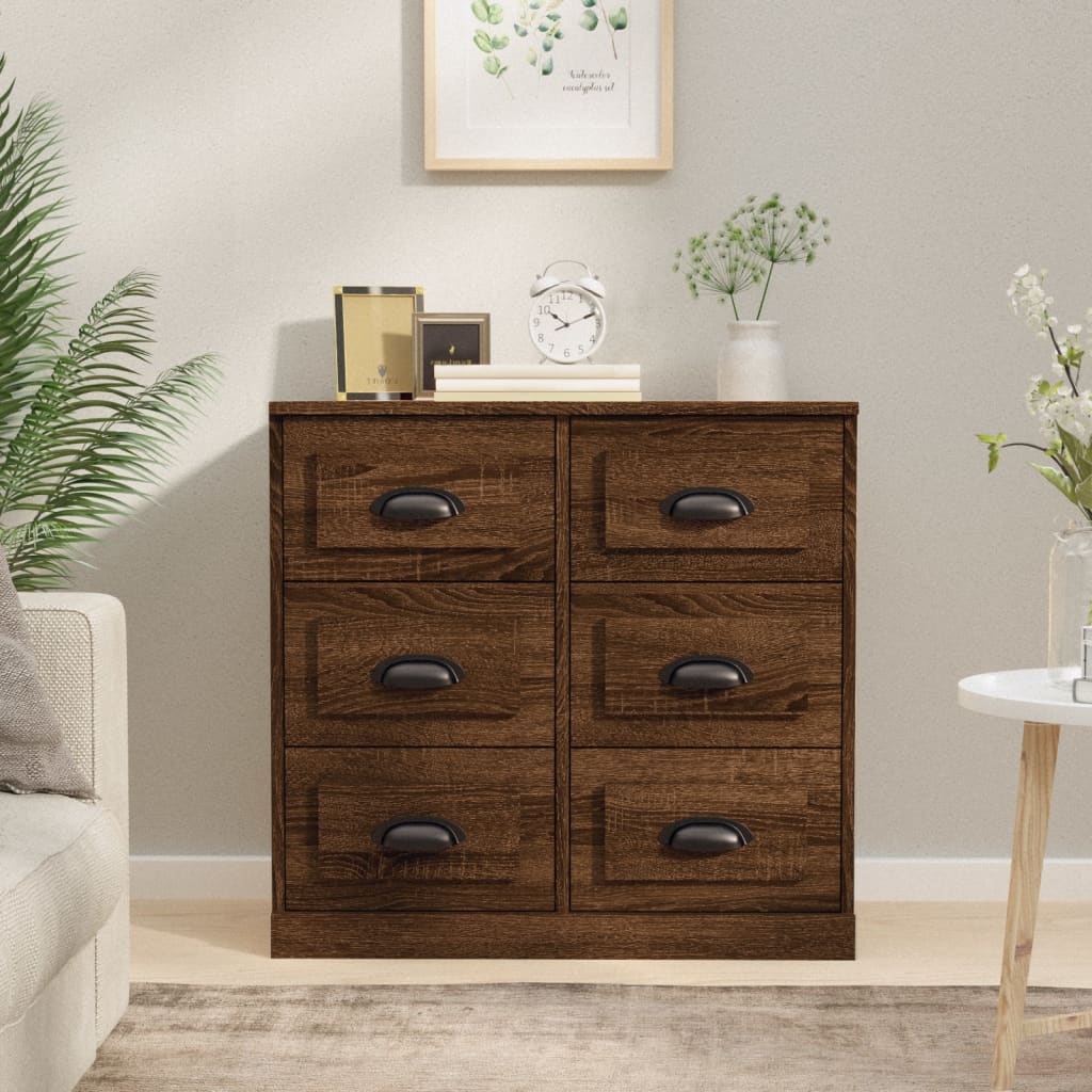 Dressoir 70X35,5X67,5 Cm Bewerkt Hout Bruin Eikenkleur