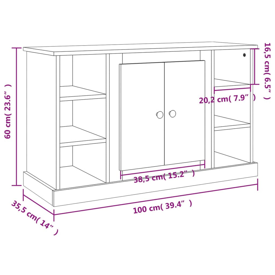 Dressoir 100X35,5X60 Cm Bewerkt Hout Kleurig Sonoma eiken