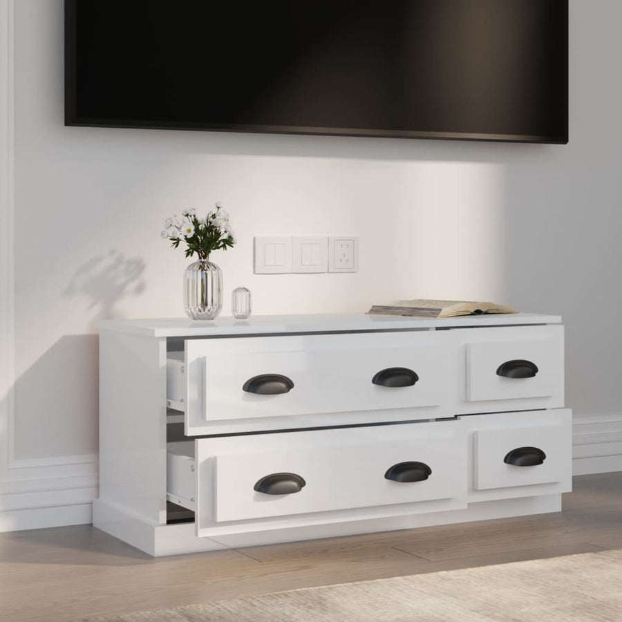 Tv-Meubel 00X35,5X45 Cm Bewerkt Hout Hoogglans wit