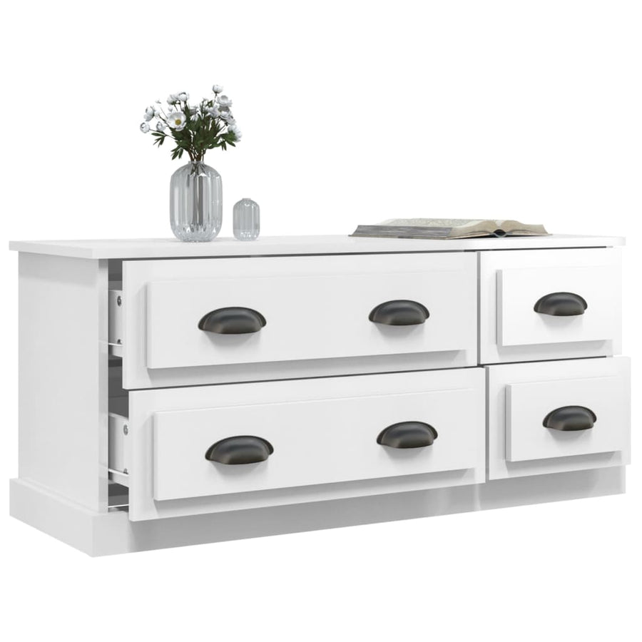 Tv-Meubel 00X35,5X45 Cm Bewerkt Hout Hoogglans wit