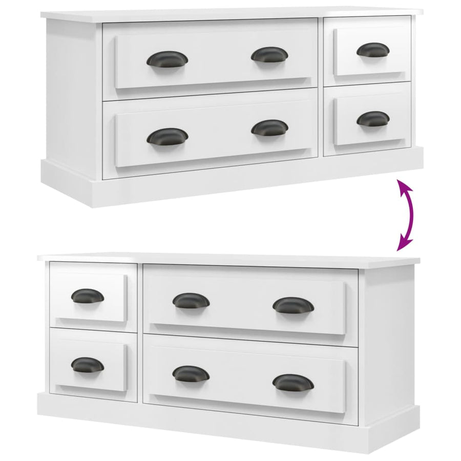 Tv-Meubel 00X35,5X45 Cm Bewerkt Hout Hoogglans wit