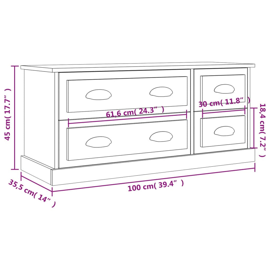 Tv-Meubel 00X35,5X45 Cm Bewerkt Hout Betongrijs