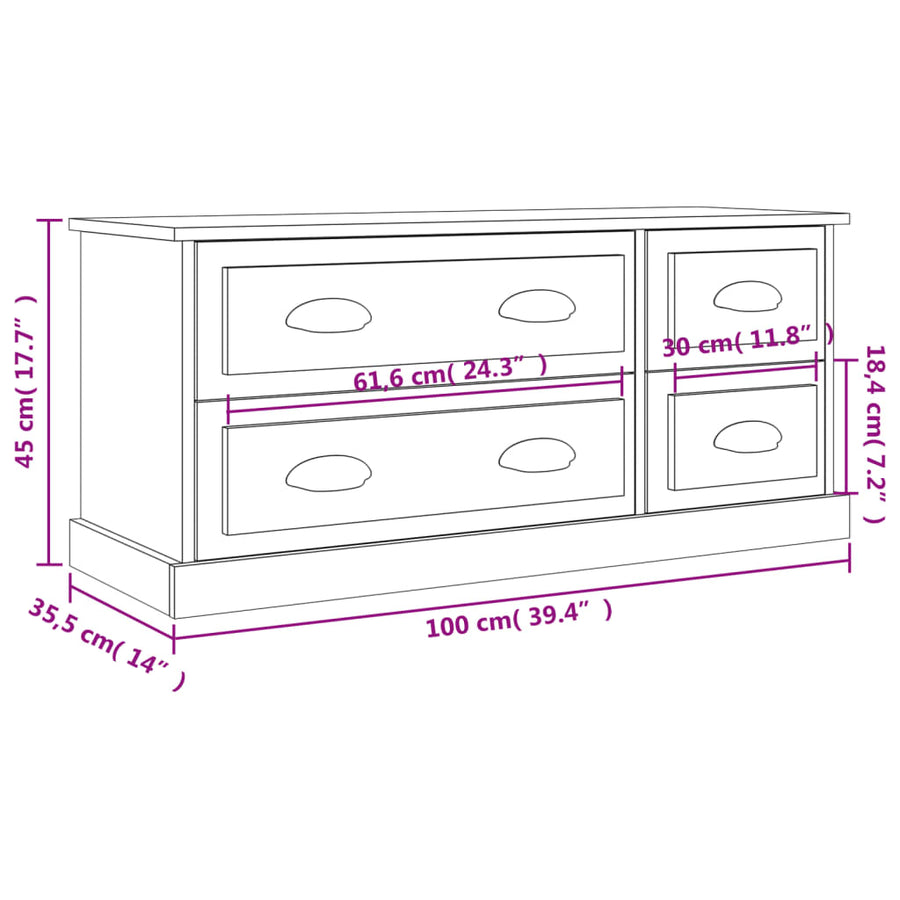 Tv-Meubel 00X35,5X45 Cm Bewerkt Hout Eikenkleurig Grijs sonoma