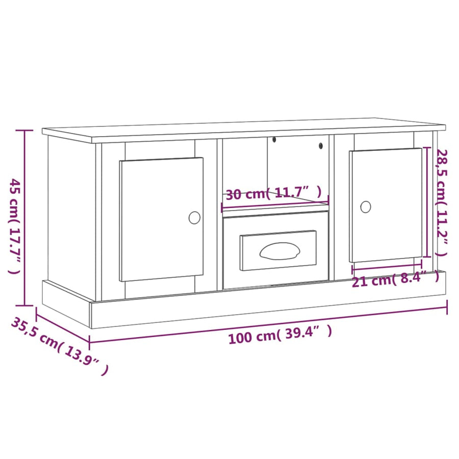 Tv-Meubel 00X35,5X45 Cm Bewerkt Hout Eikenkleurig Grijs sonoma