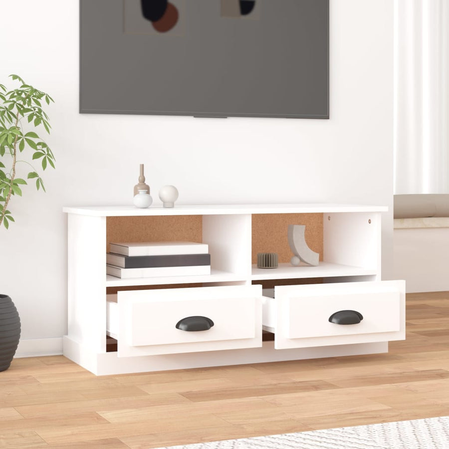 Tv-Meubel 93X35,5X45 Cm Bewerkt Hout Wit
