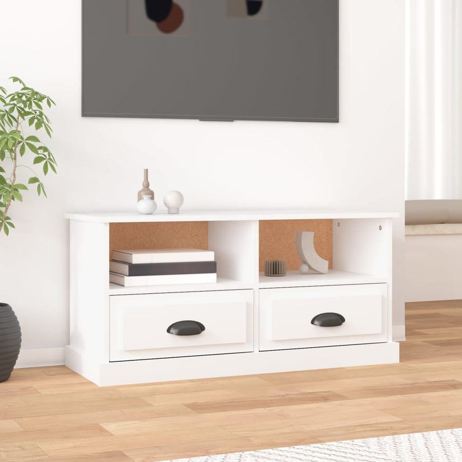 Tv-Meubel 93X35,5X45 Cm Bewerkt Hout Wit