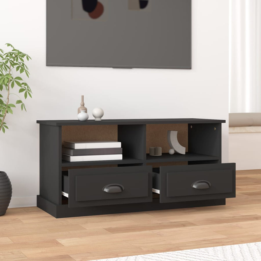Tv-Meubel 93X35,5X45 Cm Bewerkt Hout Zwart
