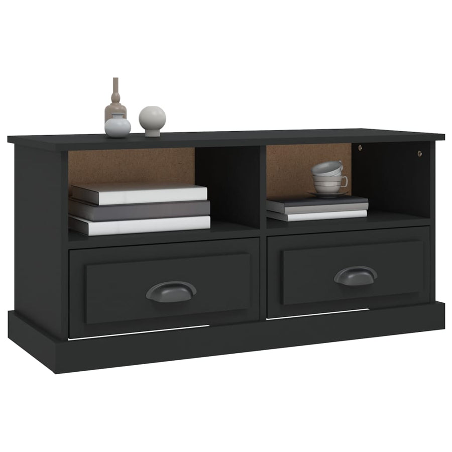 Tv-Meubel 93X35,5X45 Cm Bewerkt Hout Zwart