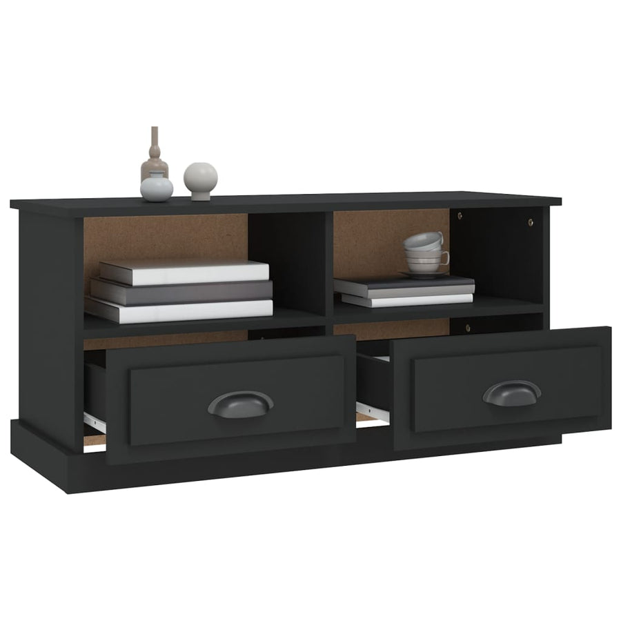 Tv-Meubel 93X35,5X45 Cm Bewerkt Hout Zwart