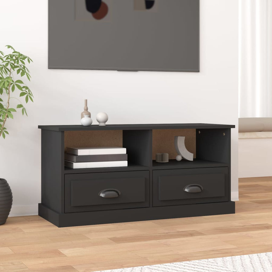 Tv-Meubel 93X35,5X45 Cm Bewerkt Hout Zwart