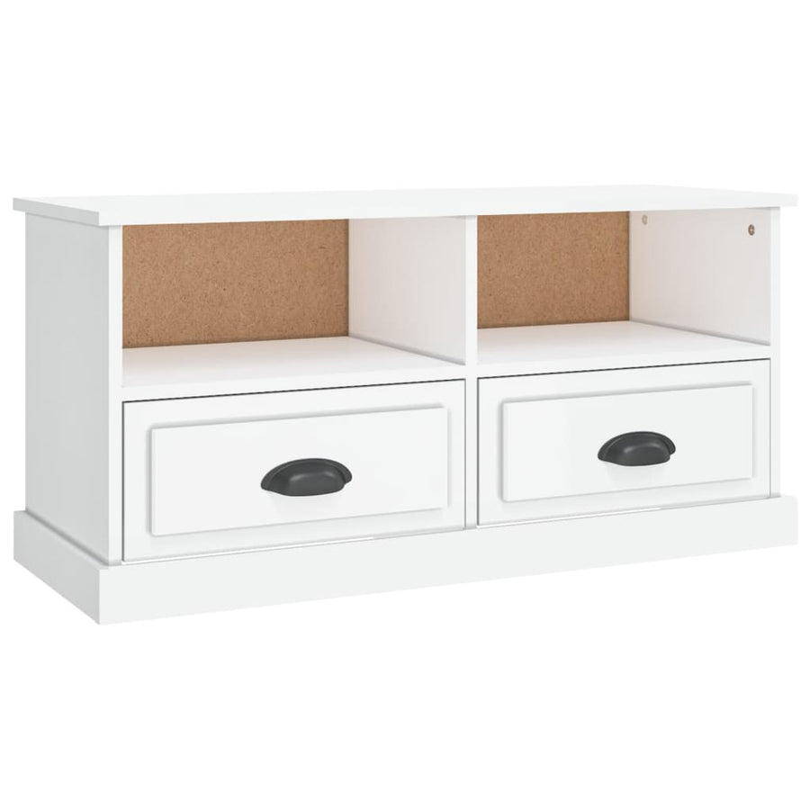 Tv-Meubel 93X35,5X45 Cm Bewerkt Hout Hoogglans wit
