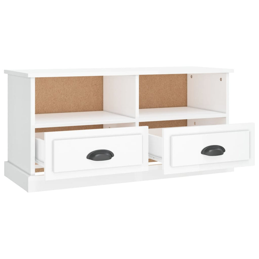 Tv-Meubel 93X35,5X45 Cm Bewerkt Hout Hoogglans wit