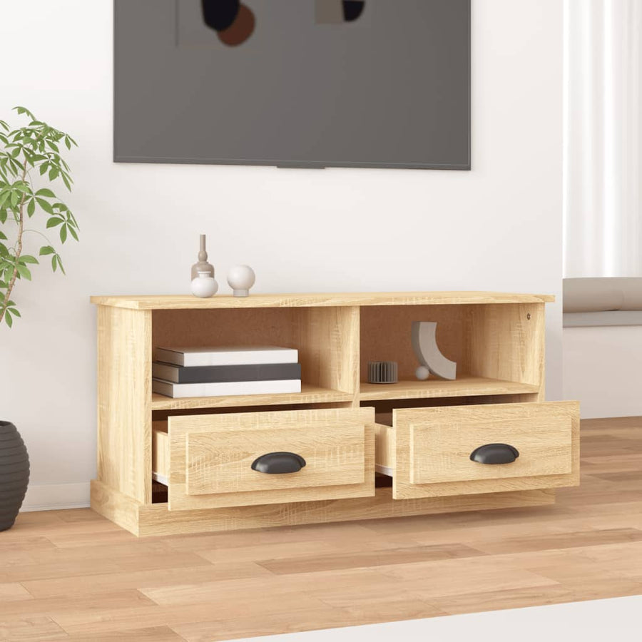 Tv-Meubel 93X35,5X45 Cm Bewerkt Hout Kleurig Sonoma eiken