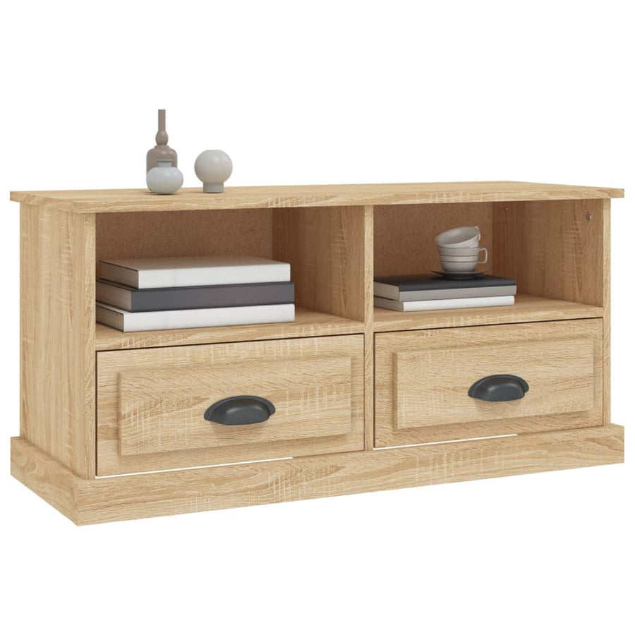 Tv-Meubel 93X35,5X45 Cm Bewerkt Hout Kleurig Sonoma eiken