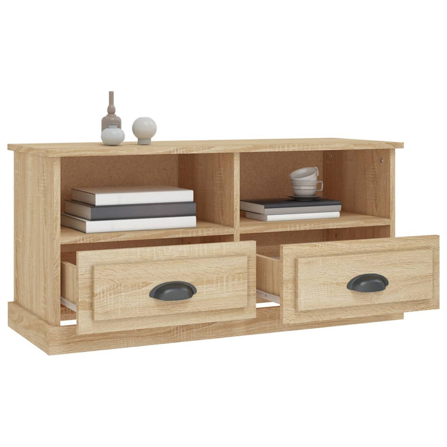 Tv-Meubel 93X35,5X45 Cm Bewerkt Hout Kleurig Sonoma eiken