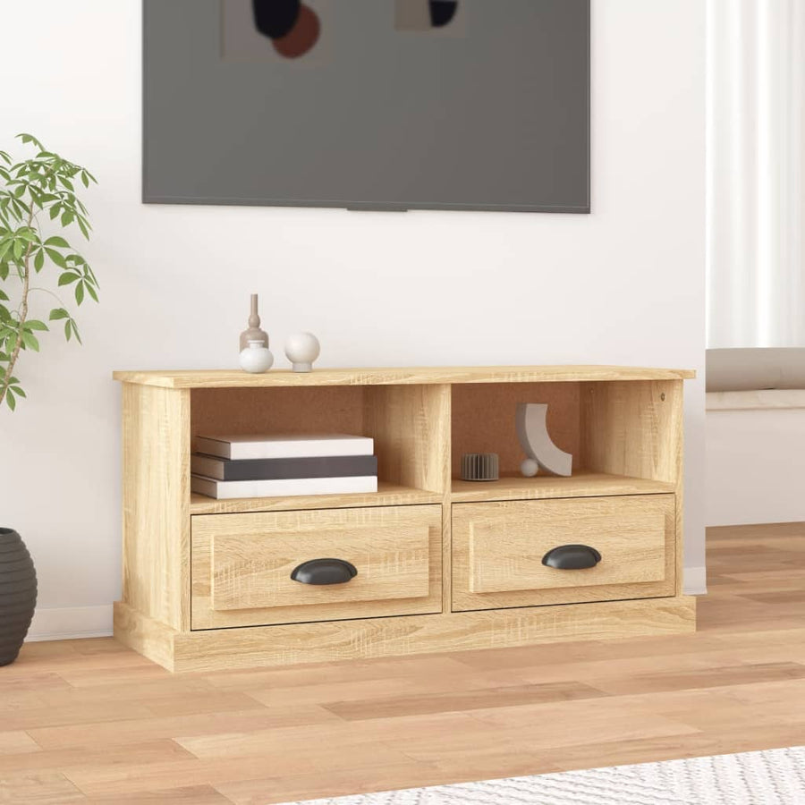 Tv-Meubel 93X35,5X45 Cm Bewerkt Hout Kleurig Sonoma eiken