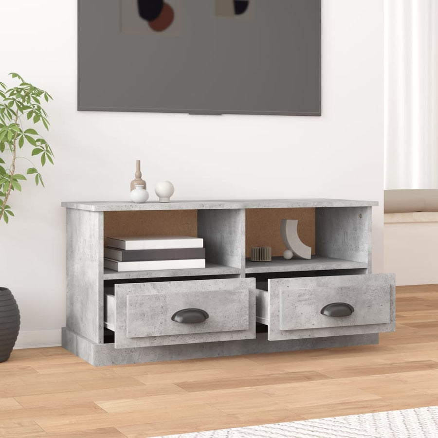 Tv-Meubel 93X35,5X45 Cm Bewerkt Hout Betongrijs