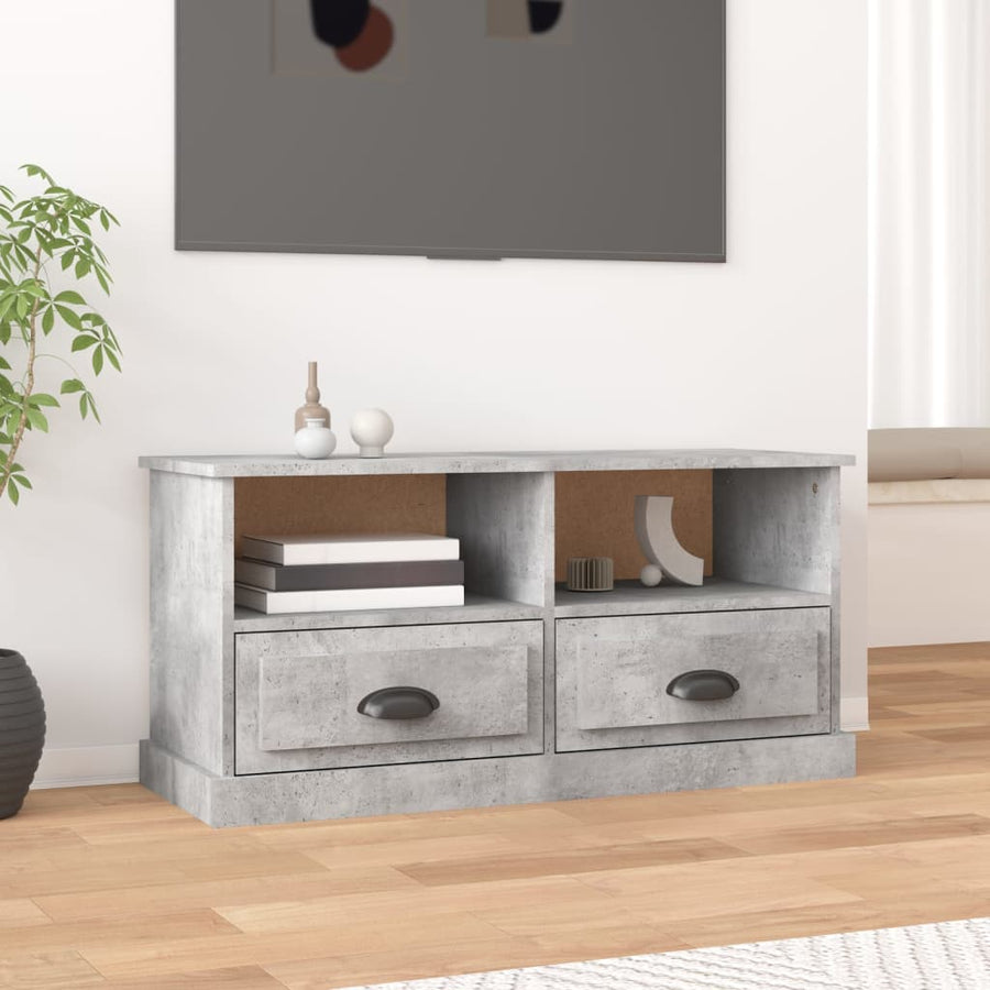 Tv-Meubel 93X35,5X45 Cm Bewerkt Hout Betongrijs