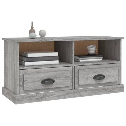 Tv-Meubel 93X35,5X45 Cm Bewerkt Hout Eikenkleurig Grijs sonoma