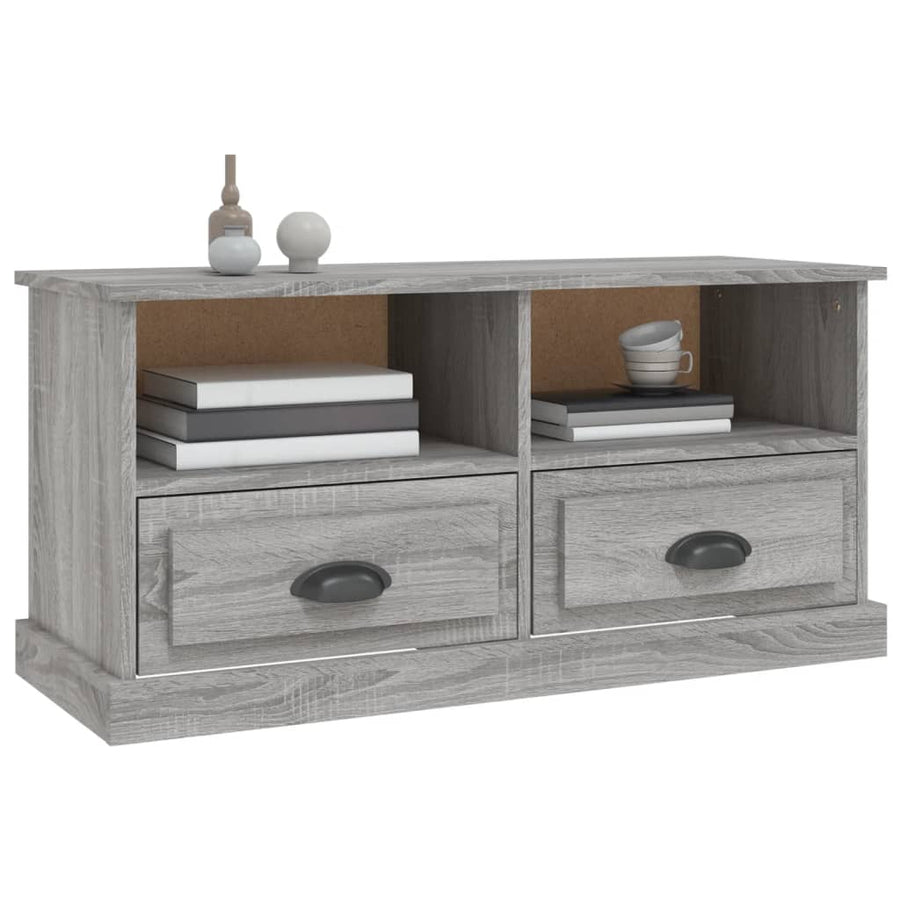 Tv-Meubel 93X35,5X45 Cm Bewerkt Hout Eikenkleurig Grijs sonoma