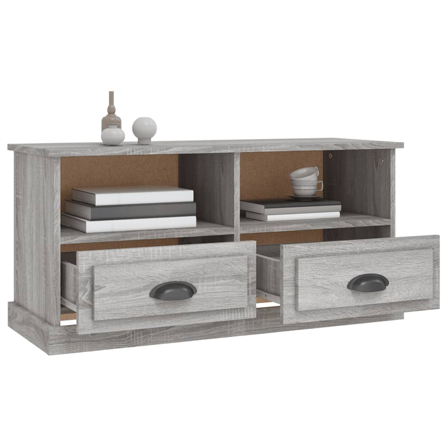 Tv-Meubel 93X35,5X45 Cm Bewerkt Hout Eikenkleurig Grijs sonoma