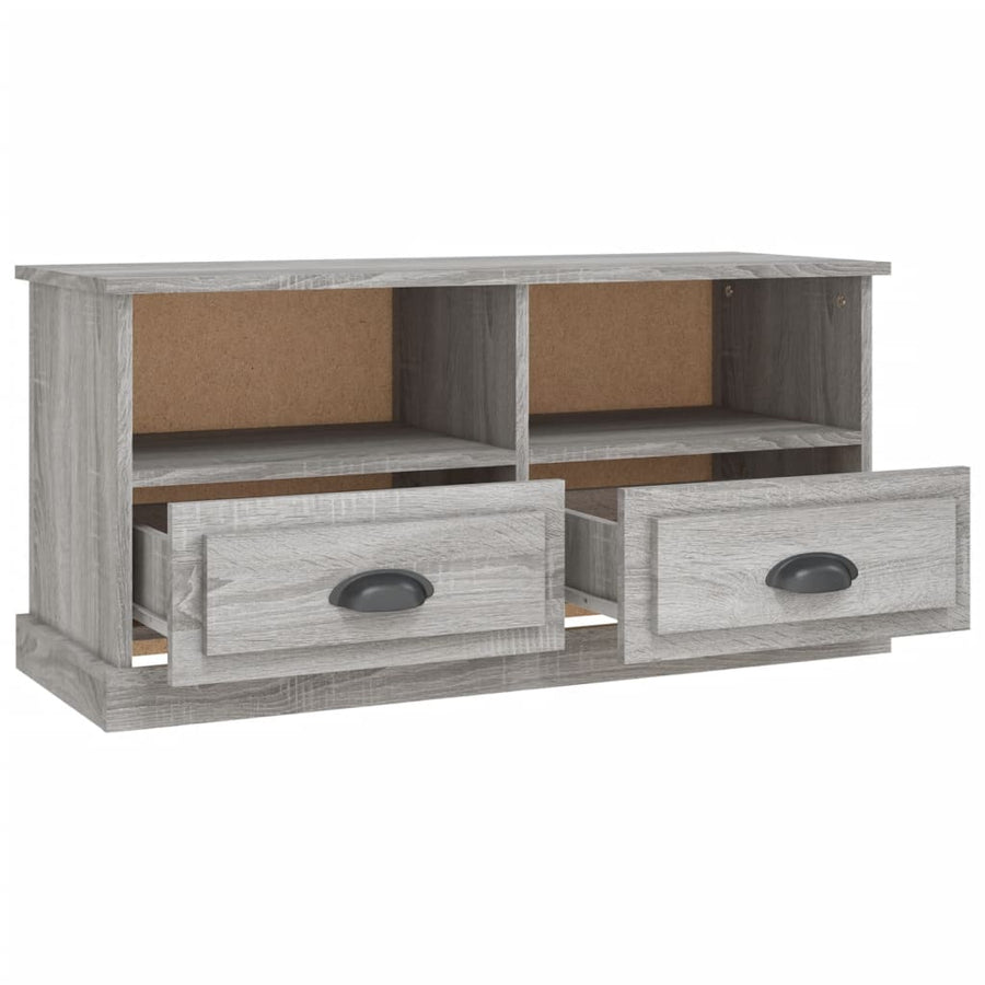 Tv-Meubel 93X35,5X45 Cm Bewerkt Hout Eikenkleurig Grijs sonoma