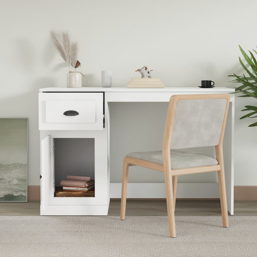 Bureau met lade 115x50x75 cm bewerkt hout wit
