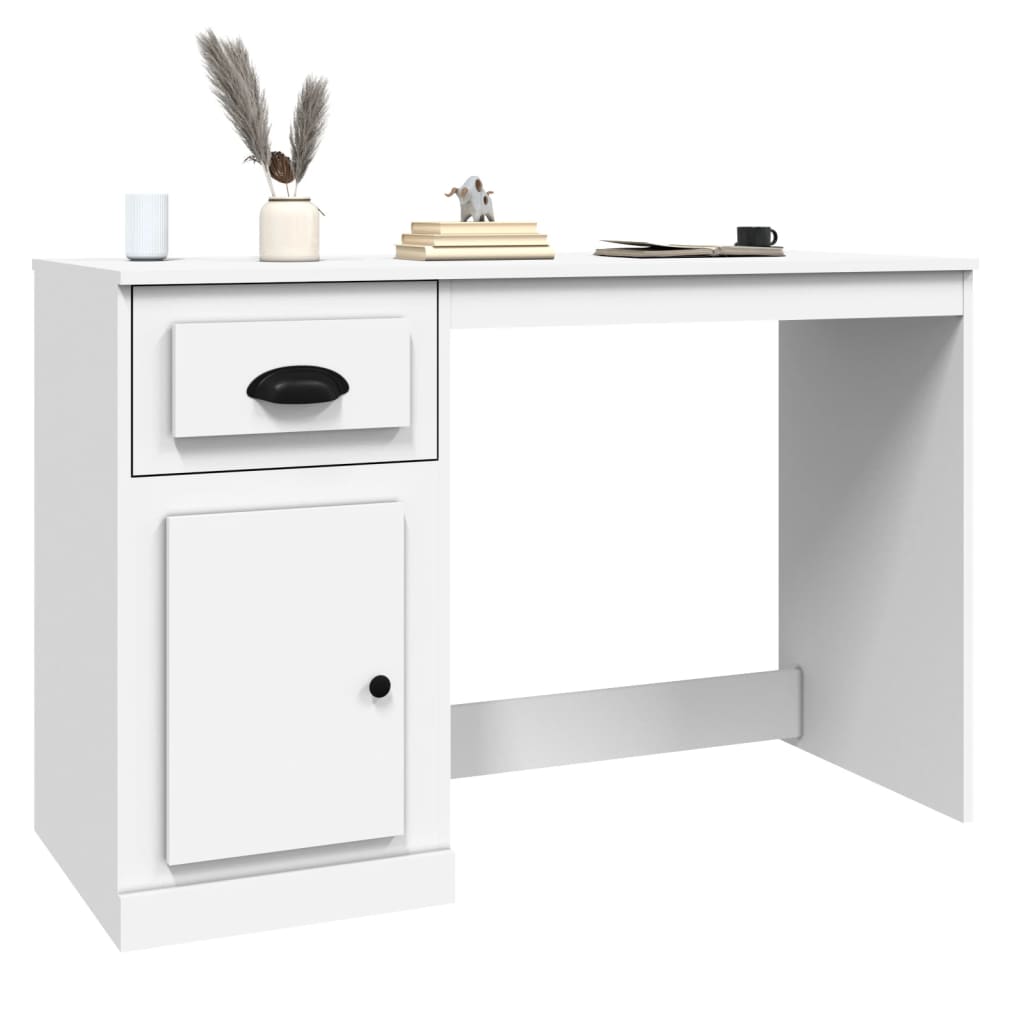 Bureau met lade 115x50x75 cm bewerkt hout wit