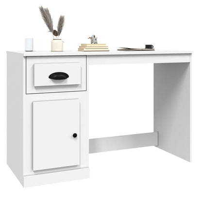 Bureau met lade 115x50x75 cm bewerkt hout wit