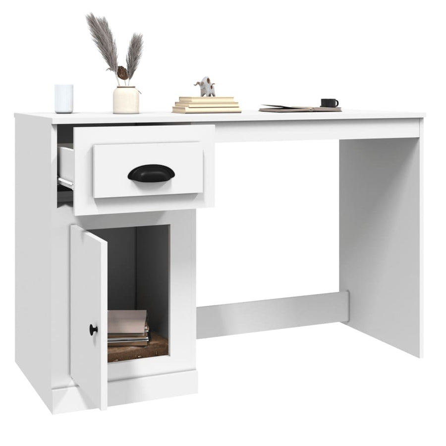 Bureau met lade 115x50x75 cm bewerkt hout wit