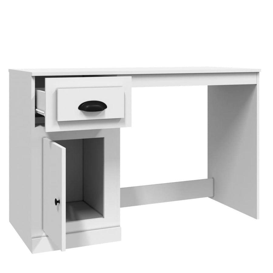 Bureau met lade 115x50x75 cm bewerkt hout wit