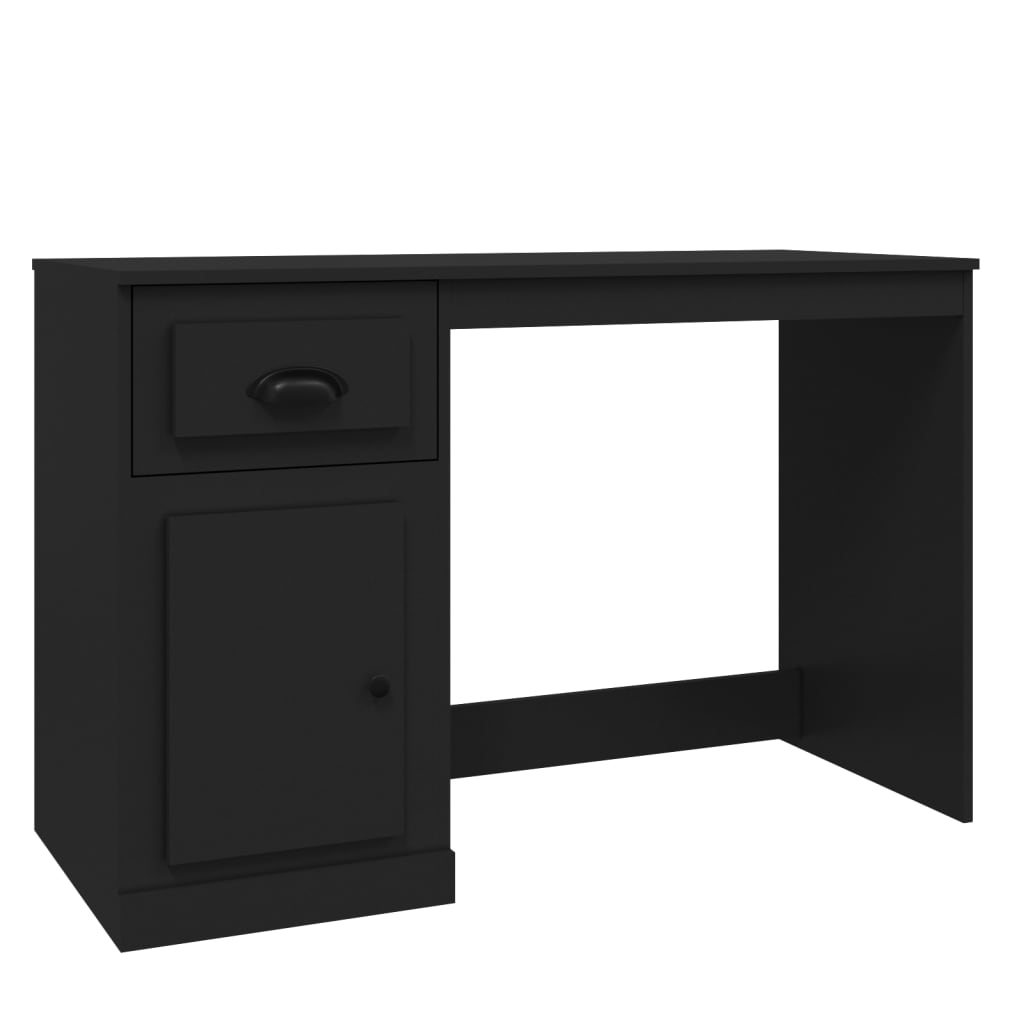 Bureau Met Lade 115X50X75 Cm Bewerkt Hout Zwart