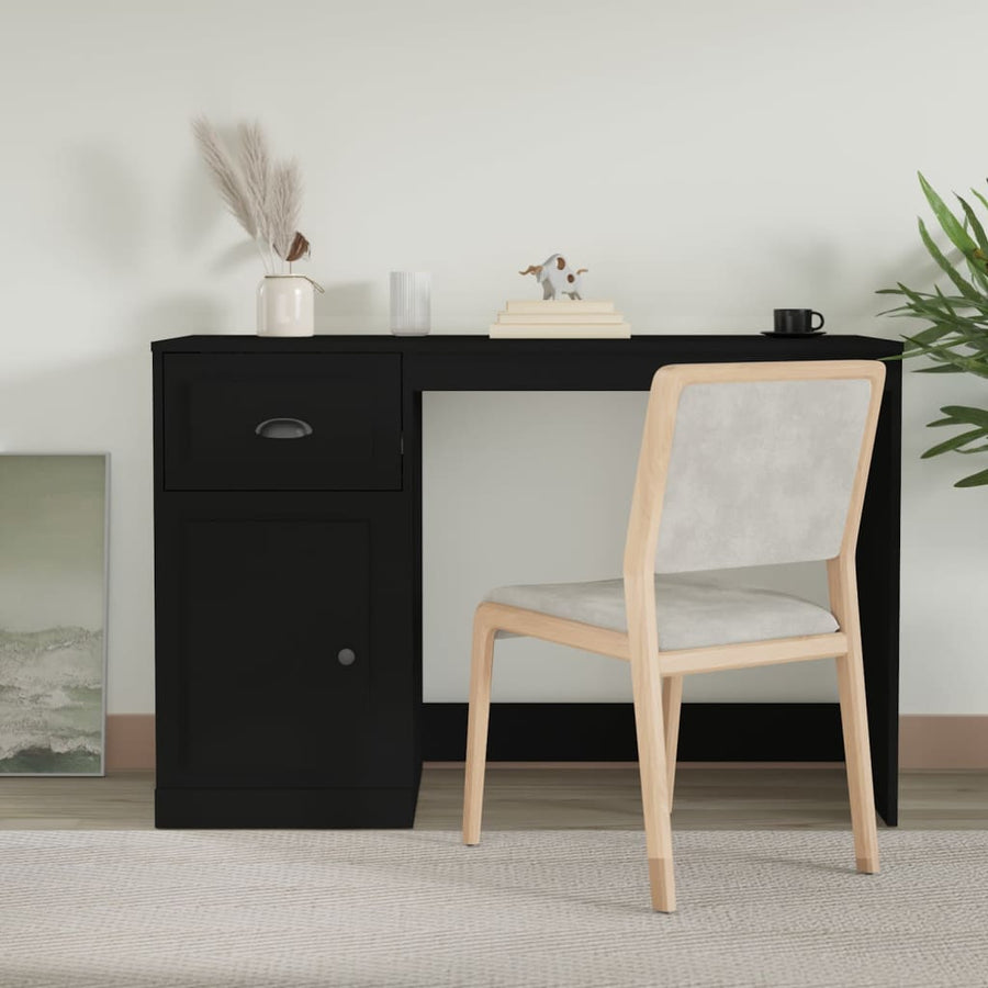 Bureau Met Lade 115X50X75 Cm Bewerkt Hout Zwart