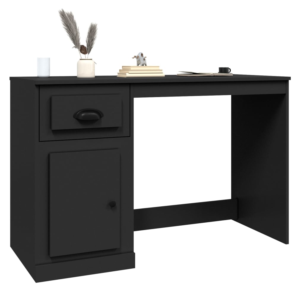 Bureau Met Lade 115X50X75 Cm Bewerkt Hout Zwart