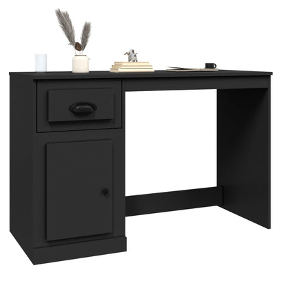 Bureau Met Lade 115X50X75 Cm Bewerkt Hout Zwart