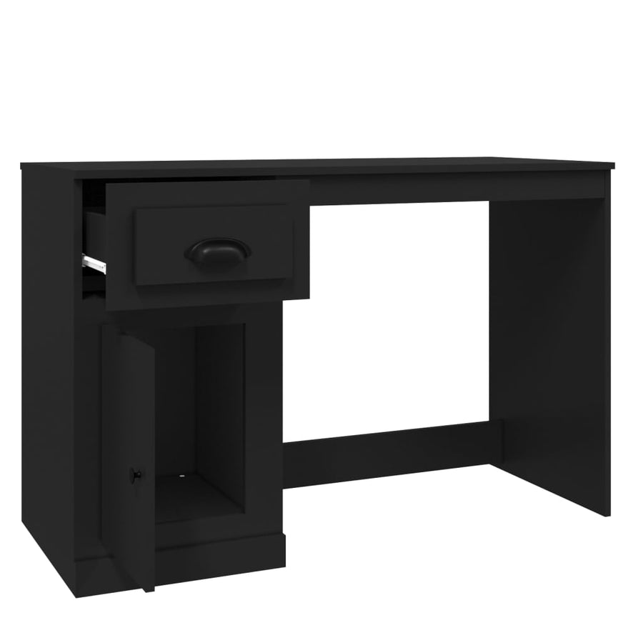 Bureau Met Lade 115X50X75 Cm Bewerkt Hout Zwart