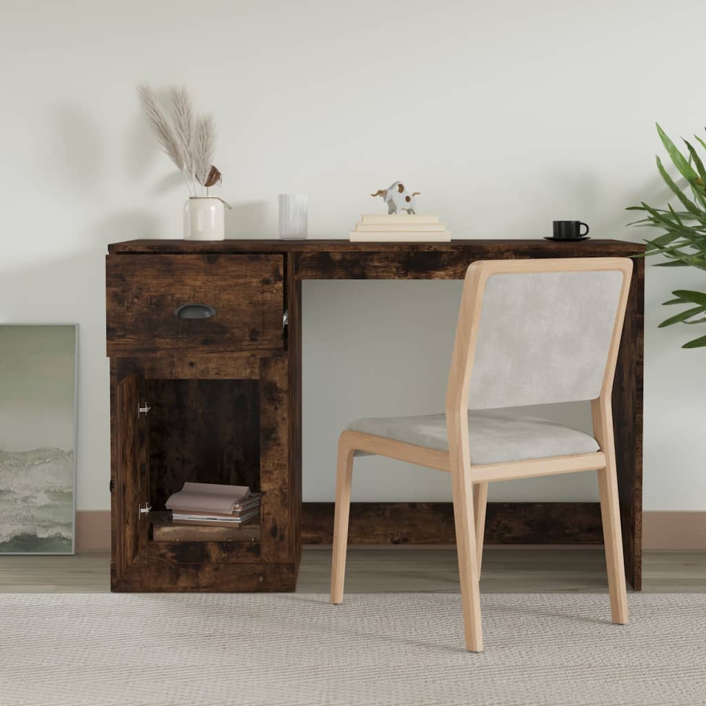 Bureau Met Lade 115X50X75 Cm Bewerkt Hout Gerookt Eikenkleurig
