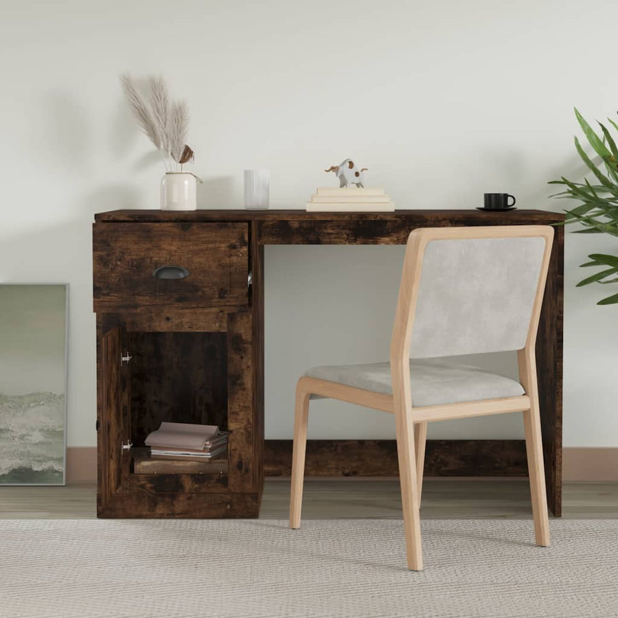 Bureau Met Lade 115X50X75 Cm Bewerkt Hout Gerookt Eikenkleurig