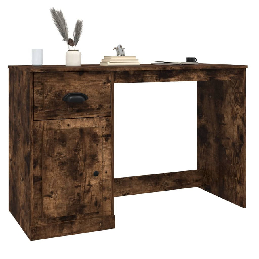 Bureau Met Lade 115X50X75 Cm Bewerkt Hout Gerookt Eikenkleurig
