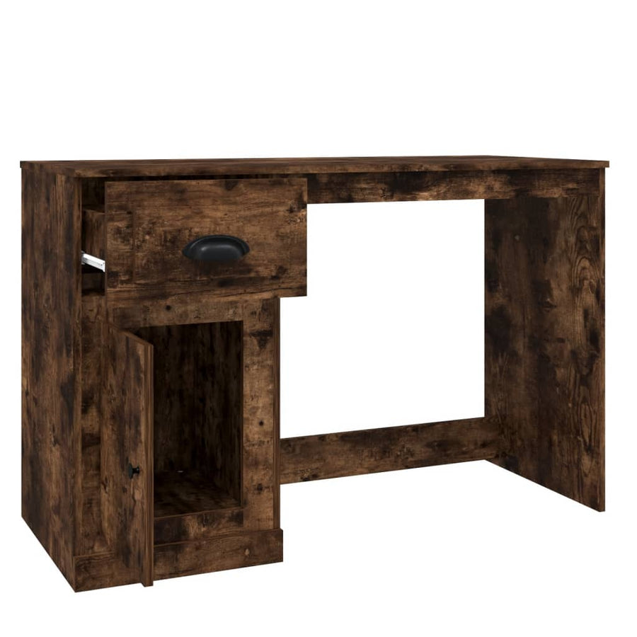 Bureau Met Lade 115X50X75 Cm Bewerkt Hout Gerookt Eikenkleurig